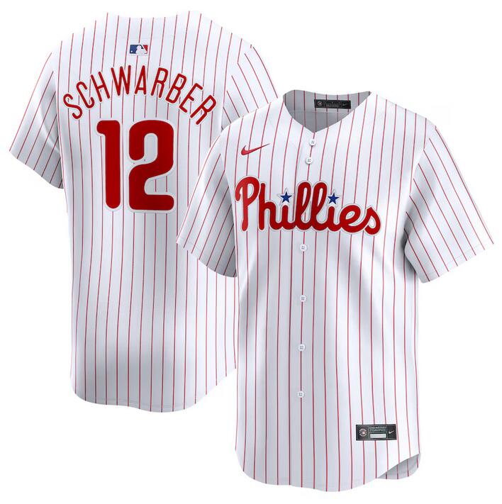Men's Philadelphia Phillies #12 Kyle Schwarber White Home Limited Stitched Jersey